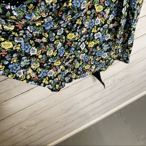 ASOS Black Floral Long Sleeve Wrap Romper - Picture 5 of 6